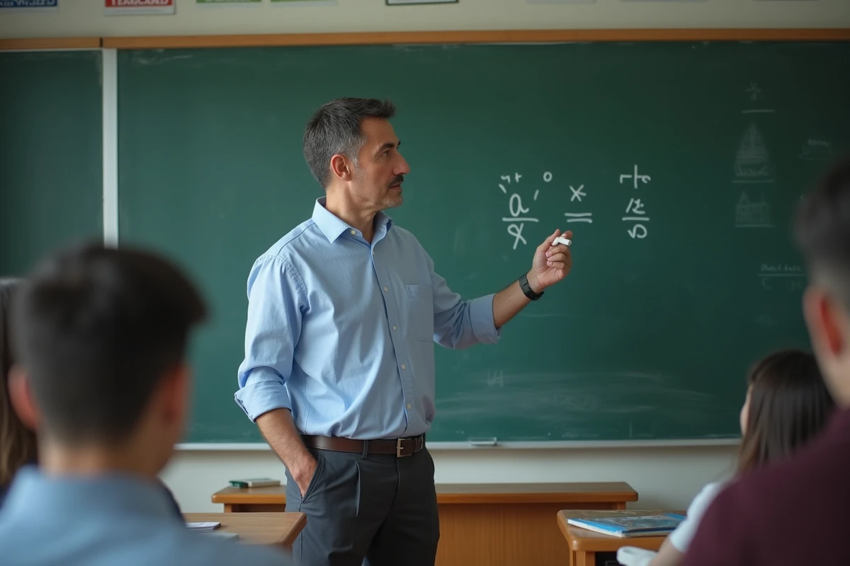 Professeur expliquant la différence entre environ et tilde en classe universitaire