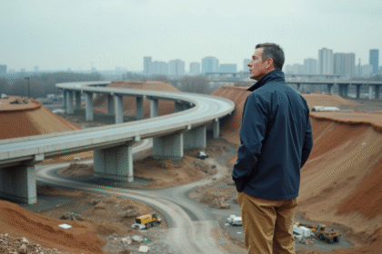 Urbaniste sur un chantier d'autoroute en construction