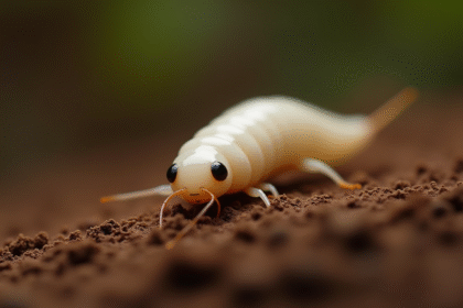 Mouche blanche en gros plan sur sol humide et riche